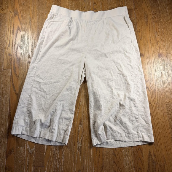 torrid Pants - Torrid Pants Womens 2X Beige Linen Capri Elastic Waist Twill Crop Relaxed